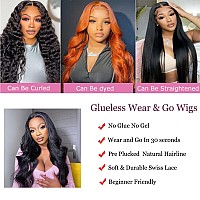 Ahaisy Wear And Go Glueless Wigs Human Hair Pre Plucked Body Wave Lace Front Wigs For Beginners Upgraded No Glue Pre Cut Hd 4X4