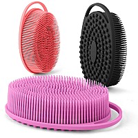 Silicone Body Scrubberloofah Exfoliating Body Scrubberbath Brushset Of 3 Soft Body Scrubber2In1 Doublesided Designhygien