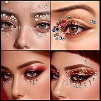 Teenitor Self Adhesive Face Gems And Pearls For Makeup Festival Jewels Hair Gems Rhinestone Stickers For Face Eye Makeup N