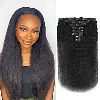 Lumiere Kinky Straight Clip Ins 120 Gram Clip In Hair Extensions Real Human Hair Yaki Hair 20 Clips 8Pcs Grade 10A Remy Hair Do