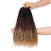 Leeven 8 Packs Ombre Brown Pretwisted Passion Twist Crochet Hair With Curly Ends 12 Inch 1B3027 Pre Looped Passion Twists Croc