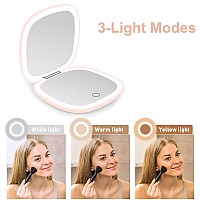 Deweisn Compact Mirror Lighted Travel Makeup Mirror With 1X10X Magnifying Double Sided Dimmable Portable Pocket Mirror For Han