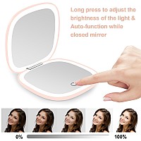 Deweisn Compact Mirror Lighted Travel Makeup Mirror With 1X10X Magnifying Double Sided Dimmable Portable Pocket Mirror For Han