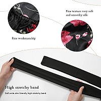 Awaytr Long Satin Bonnet For Braids Elastic Silk Hair Bonnets For Sleeping Night Cap Stretchy Tie Band For Womenflower C