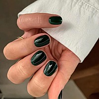 Riicfdd 24 Pcs Square Press On Nails Short Fake Nails Nude Acrylic False Nails Extra Short Blackish Green Artificial Nails Gloss