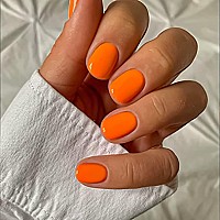 Riicfdd 24 Pcs Square Press On Nails Short Fake Nails Nude Acrylic False Nails Extra Short Orange Artificial Nails Glossy Solid