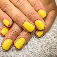 Riicfdd 24 Pcs Square Press On Nails Short Fake Nails Nude Acrylic False Nails Extra Short Yellow Artificial Nails Glossy Solid