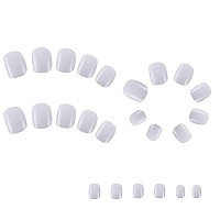 Riicfdd 24 Pcs Square Press On Nails Short Fake Nails Nude Acrylic False Nails Extra Short Grayish White Artificial Nails Glossy