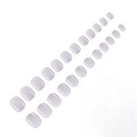 Riicfdd 24 Pcs Square Press On Nails Short Fake Nails Nude Acrylic False Nails Extra Short Grayish White Artificial Nails Glossy