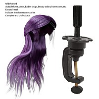 2 Pcs Wig Head Stands, Wig Mannequin Head Stand Height Adjustable Cosmetology Manikin Stand Holder Clamp Black