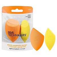 Real Techniques Miracle Complexion Sponge Concealer Sponge Duo Makeup Blending Sponges For Foundation Concealer Offers Lig