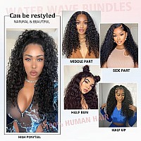 Gemmrnny Deep Water Wave Human Hair Bundles 20 22 24 Inch 3 Bundles Wet And Wavy Human Hair Water Wave Bundles Human Hair Natu