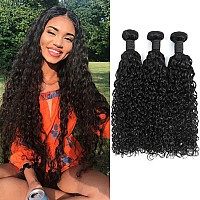 Gemmrnny Deep Water Wave Bundles Human Hair Premium 28 30 32 Inch Human Hair Bundles Water Wave Natural Black Color Soft Unpro