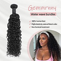 Gemmrnny Human Hair Bundles Deep Water Wave Unprocessed Curly Bundles Human Hair 1 Bundle Water Wave Wet And Wavy Bundles Natu