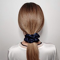 Sufermoe 10 Pcs Satin Silk Hair Scrunchies Navy Blue Hair Ties For Women And Girls Hair Accessories For Different Hairstyles