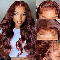 Reddish Brown Lace Front Wigs Human Hair 28 Inch Reddish Brown Wig Human Hair 13X4 Body Wave Lace Front Wigs Human Hair Pre Pluc