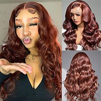 Reddish Brown Lace Front Wigs Human Hair 28 Inch Reddish Brown Wig Human Hair 13X4 Body Wave Lace Front Wigs Human Hair Pre Pluc