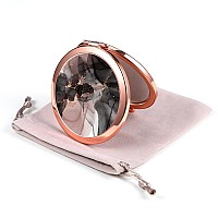 Dynippy Compact Mirror Rose Gold Makeup Mirror Folding Mini Pocket Mirror Portable Hand Mirror Doublesided 2 X 1X Magnification