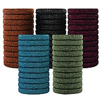 Qarwayoc 50Pcs Thick Hair Ties Cotton Hair Ponytail Holders For Women Men Seamless Large Hair Bands Ties 2 Inch In Diameter