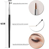 Fine Angled Eyeliner Brushes Jassins Precision Gel Eye Liner Brush Synthetic Bristles Eye Makeup Tool Ultra Thin Slanted Flat A