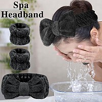 Besarme 3 Pieces Face Wash Headband And Wristband Set Spa Headband Makeup Skincare Headbands Hair Accessories For Women Wrist To