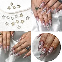 Baoximong 20 Pcs Nail Art Charms Star Nail Charms For Acrylic Nails 3D Shiny Nail Art Supplies Gold Silver Nail Gems Crystals Je