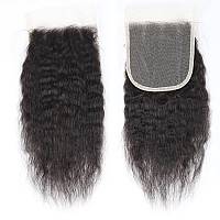 Odir Kinky Straight Bundles With Closure Brazilian Human Hair Unprocessed 9A Yaki Straight Virgin Hair 3 Bundles With 4X4 Lace C