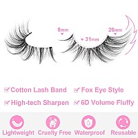 Manga Lashes Fox Eye False Eyelashes Natural Look Faux Mink Lashes Clear Band Spicky Wispy Eyelashes Cat Eye Strip Lashes Pack 7