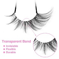 Manga Lashes Fox Eye False Eyelashes Natural Look Faux Mink Lashes Clear Band Spicky Wispy Eyelashes Cat Eye Strip Lashes Pack 7