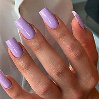 Purple Press On Nails Medium Longkxamelie Square Shaped Glue On Nails Mediumgel Manicure Nails Pure Color Acrylic Nails Press