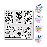 Rainbow Nail Art Stamping Plates Heart Designs Nail Stamp Templates Diy Stainless Steel Love Nail Image Polish Template Manicure