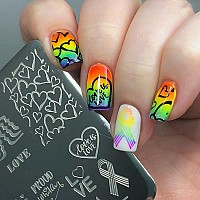 Rainbow Nail Art Stamping Plates Heart Designs Nail Stamp Templates Diy Stainless Steel Love Nail Image Polish Template Manicure