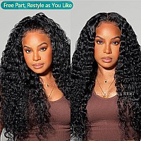 Ygqwd Curly Lace Front Wig Human Hair Deep Wave 13X4 Transparent Lace Frontal Wigs For Black Women Wet And Wavy Glueless Wigs Hu