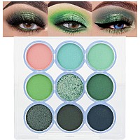 9 Colors Green Olive Matte Shimmer Eyeshadow Palette For Eye Makeuphigh Pigmented Pink Emerald Mint Eye Shadow Primers Powder P