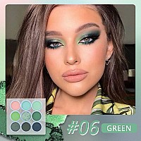 9 Colors Green Olive Matte Shimmer Eyeshadow Palette For Eye Makeuphigh Pigmented Pink Emerald Mint Eye Shadow Primers Powder P