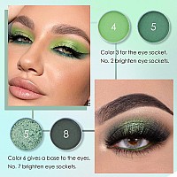 9 Colors Green Olive Matte Shimmer Eyeshadow Palette For Eye Makeuphigh Pigmented Pink Emerald Mint Eye Shadow Primers Powder P