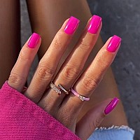 Hot Pink Press On Nails Short Square Kxamelie Natural Short Gel Nails Glue On Acrylic Nails Press Ons Featured Protective Coat