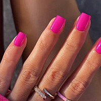 Hot Pink Press On Nails Short Square Kxamelie Natural Short Gel Nails Glue On Acrylic Nails Press Ons Featured Protective Coat