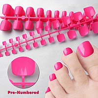 Loveourhome 240Pc Colored Press On Toenails Full Cover Fake Toe Nails Glossy Short Square False Toenails Artificial Pedicure Tip