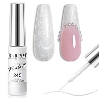 Rarjsm Pearl White Gel Liner Nail Art Pearlescent Silver Shell Glitter Swirl Effect Gel Nail Polish 8Ml Build In Thin Brush Pain