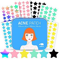 Litbear Acne Patch With Tea Tree Centella Oil 168 Hydrocolloid Dots In 6 Colors For Face Cute Star Pimple Stickers