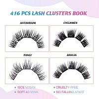 416Pcs D Curl Lash Clusters Lankiz Diy Lash Extension 5 In 1 Individual Lashes Ultralarge Capacity Cluster Lashes Wide Stem