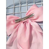 Furling Pompoms Hair Bows Clip Hot Pink Bow For Womens Hair 2 Pack Elegant Satin Bow Hair Accessories For Birthday Wedding