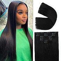 Clip In Hair Extensions Real Human Hair Clip In Hair Extensions Black Women 120G Straight Clip Ins 100 Unprocessed Brazilian Hu