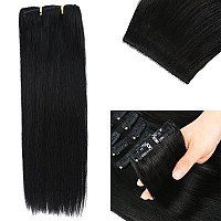 Clip In Hair Extensions Real Human Hair Clip In Hair Extensions Black Women 120G Straight Clip Ins 100 Unprocessed Brazilian Hu