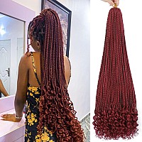 8 Packs 30 Inch Crochet Box Braids Hair With Curly Ends Pre Looped Crochet Braids Box Braids Crochet Hair Burgundy Goddess Box B