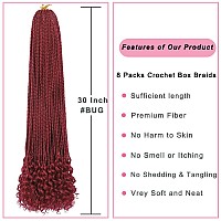 8 Packs 30 Inch Crochet Box Braids Hair With Curly Ends Pre Looped Crochet Braids Box Braids Crochet Hair Burgundy Goddess Box B