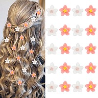 Yission Lily Flower Hair Clips And Barrettes For Girls And Women 20Pcs Mini Hair Pins Wedding Bridal Accessories White Pink