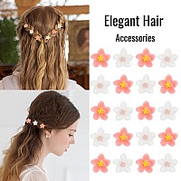 Yission Lily Flower Hair Clips And Barrettes For Girls And Women 20Pcs Mini Hair Pins Wedding Bridal Accessories White Pink