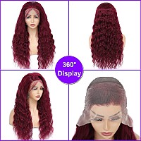 Fashion Plus 99J Loose Wave Lace Front Wigs Human Hair Pre Plucked 180 Density 13X4 Hd Transparent Burgundy Loose Deep Wave Ful